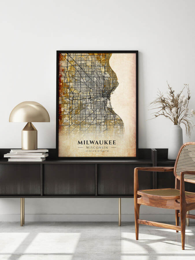 Milwaukee Antique City Map Poster