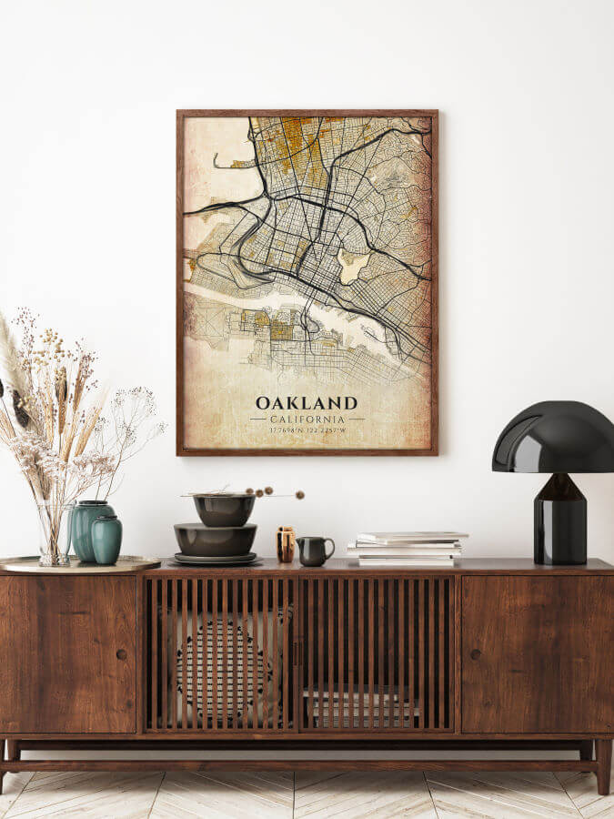 Oakland Antique City Map Poster