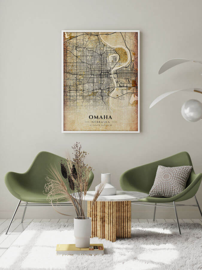 Omaha Antique City Map Poster