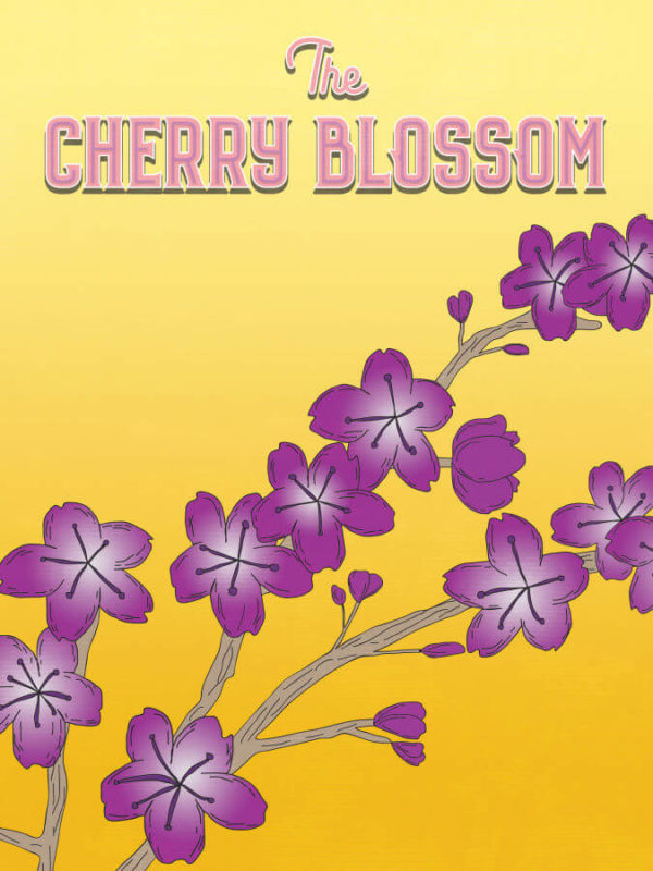 Purple Gold Cherry Blossom Poster Wall Art