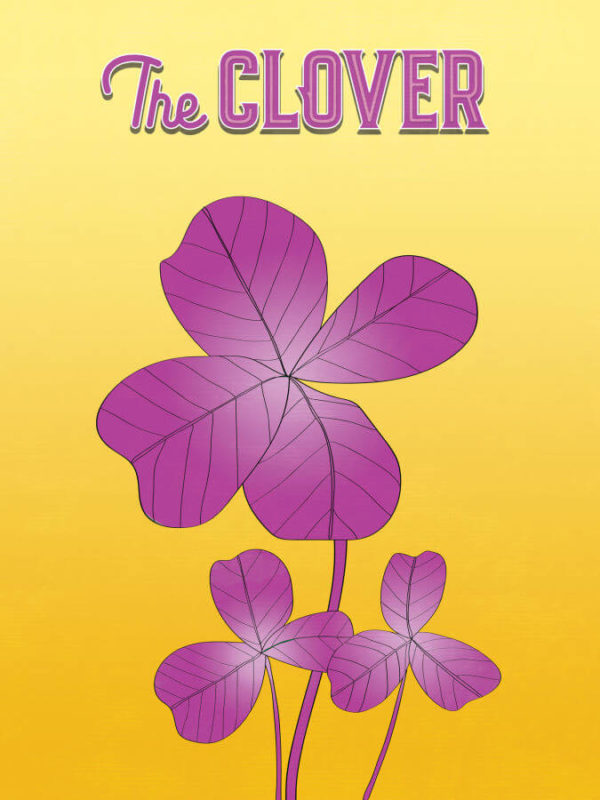 Purple Gold Four Leaf Clover Poster Wall Art