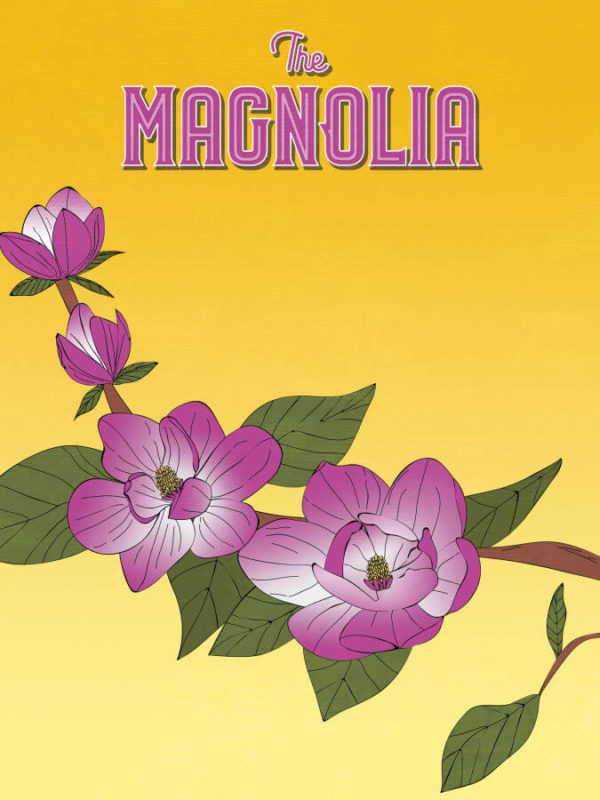 Purple Gold Magnolia Poster Wall Art