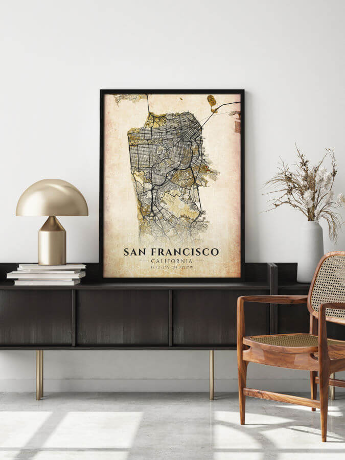 San Francisco Antique City Map Poster