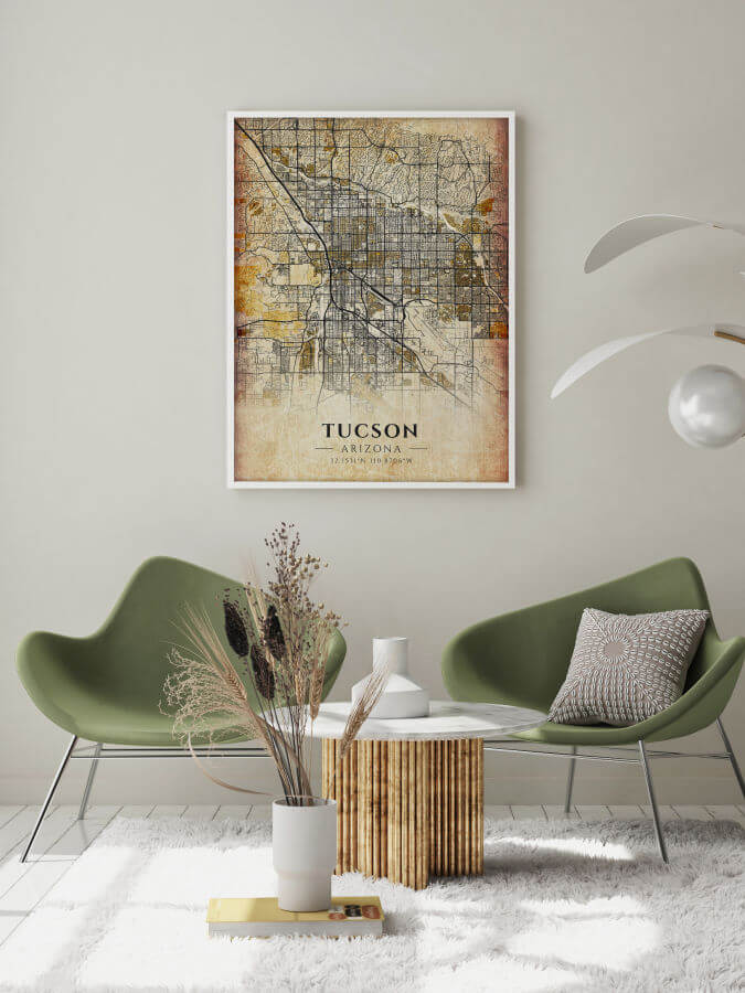 Tucson Antique City Map Poster
