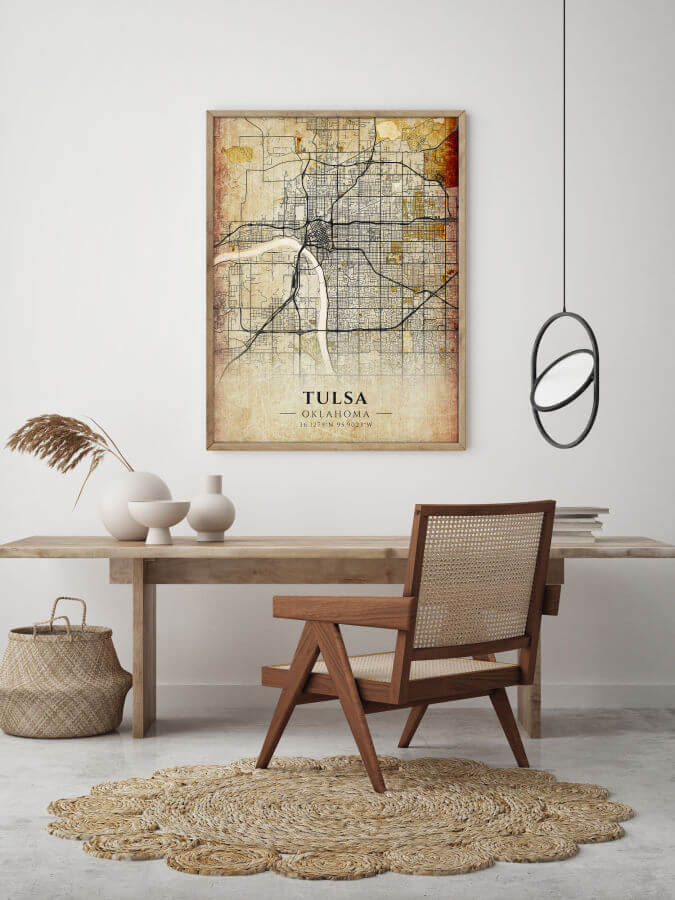 Tulsa Antique City Map Poster