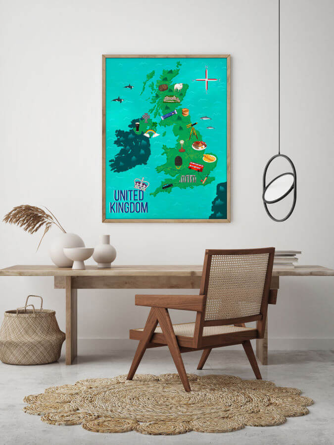 United Kingdom Country Map Poster