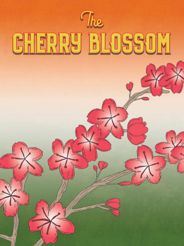 Vibrant Red Cherry Blossom Poster Wall Art