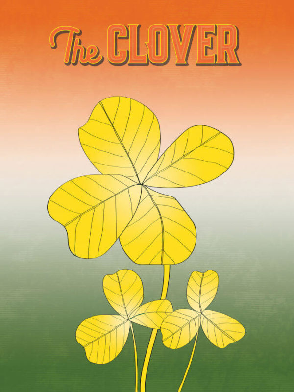 Warm Yellow Four Leaf Clover Poster Wall Art