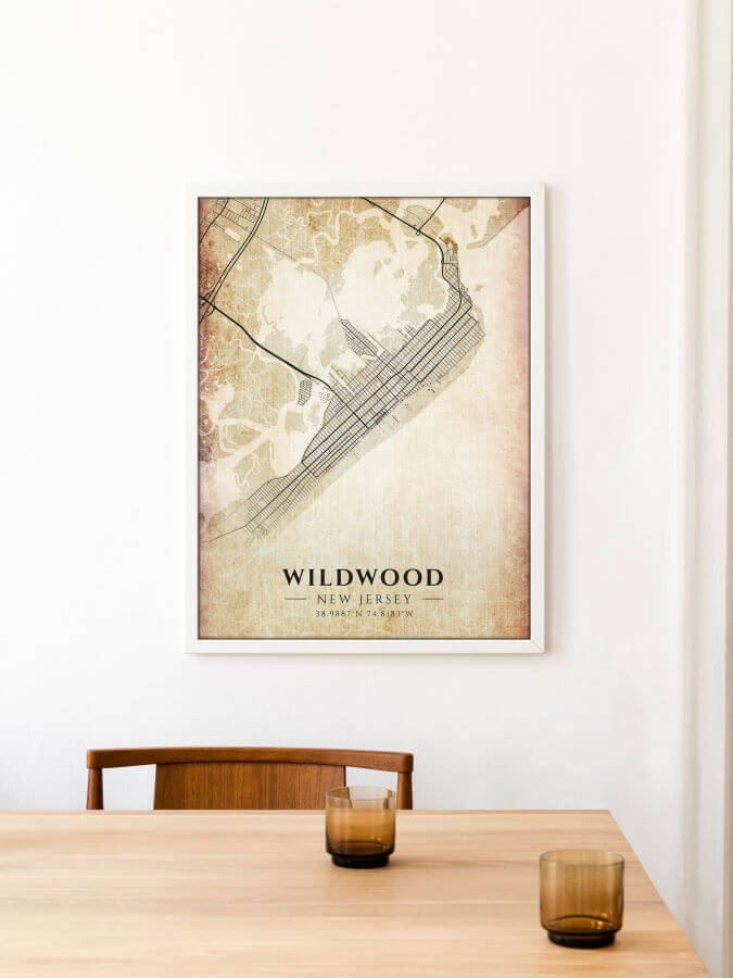Wildwood Antique City Map Poster
