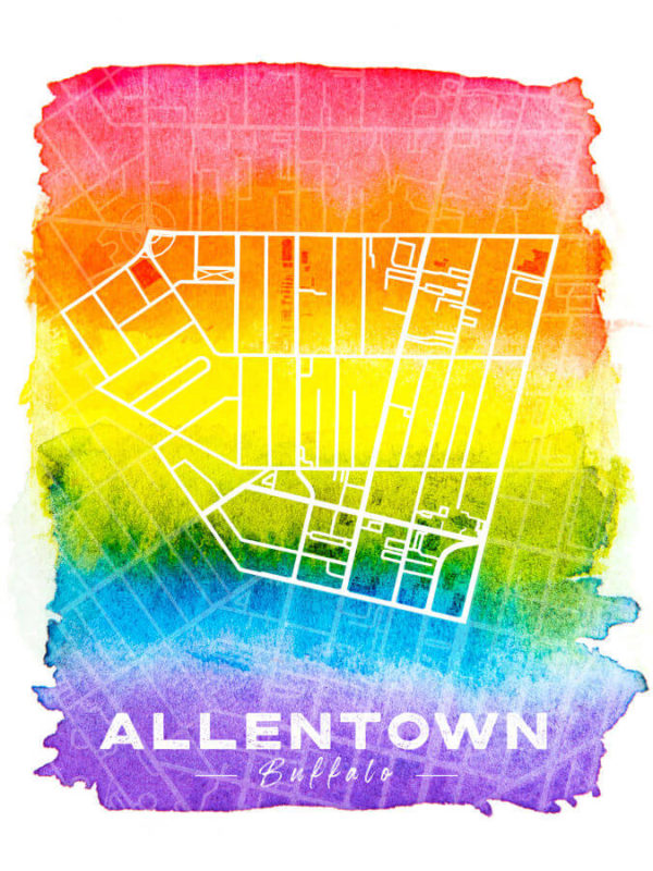 Allentown Buffalo LGBTQ Map Poster