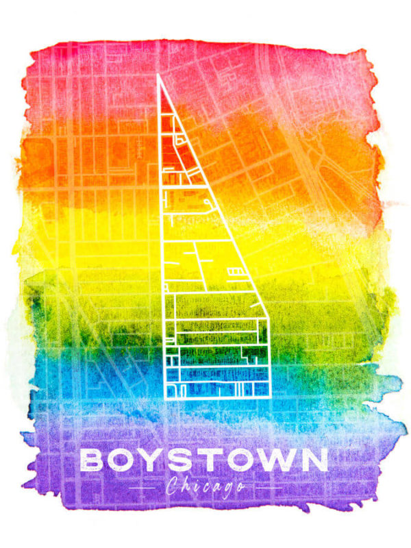 Boystown Chicago LGBTQ Map Poster