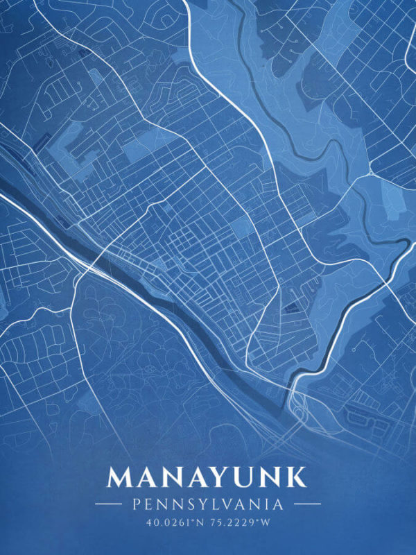 Manayunk Pennsylvania Blueprint Map Illustration