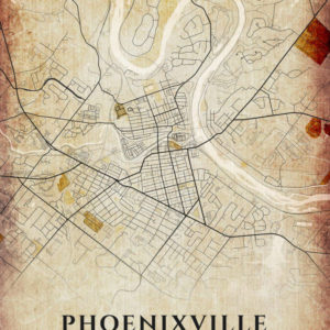 Phoenixville Pennsylvania Antique Map Illustration