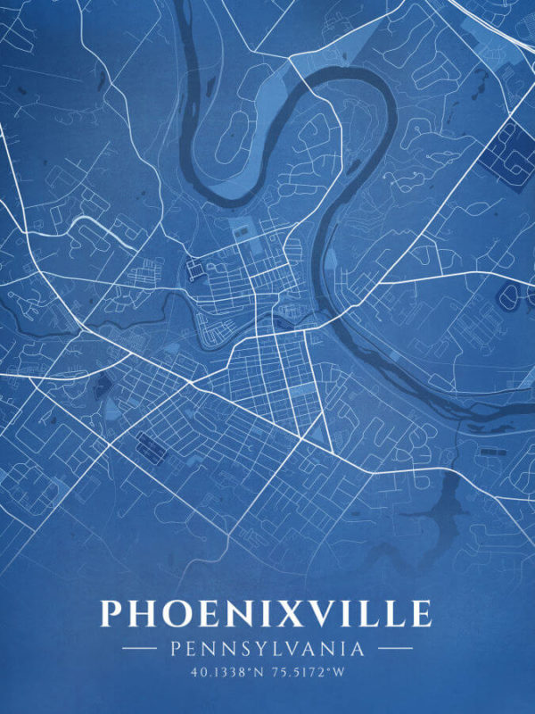 Phoenixville Pennsylvania Blueprint Map Illustration