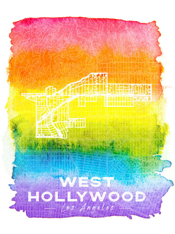 West Hollywood Los Angeles LGBTQ Map Poster