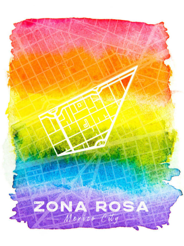 Zone Rosa Mexico City LGBTQ Map Poster