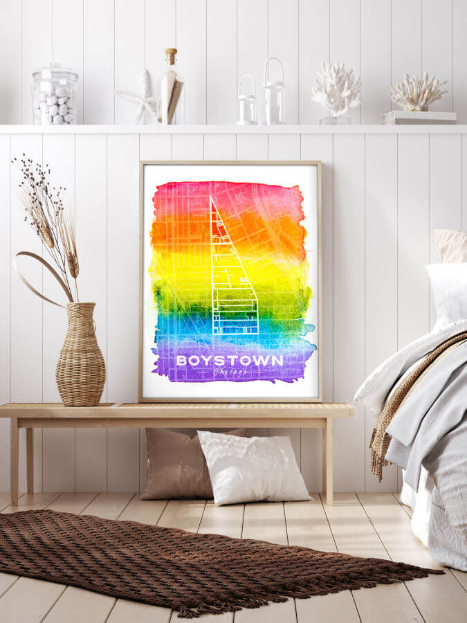 Boystown Chicago Map LGBTQ Poster