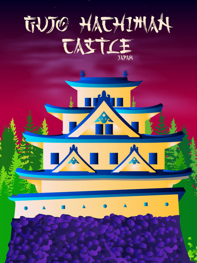 Gujo Hachiman Castle Neon Poster