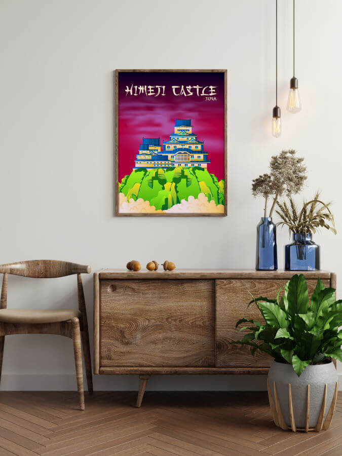 Himeji Castle Poster Neon
