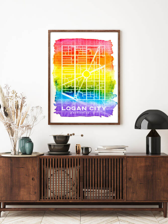 Logan City Washington DC Map LGBTQ Poster