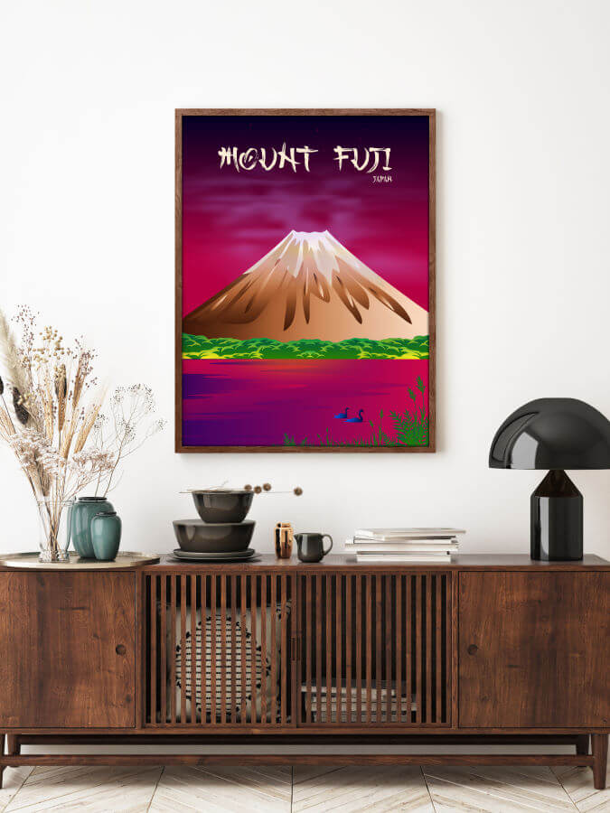 Mount Fuji Poster Neon