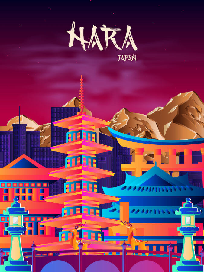 Nara Neon Poster
