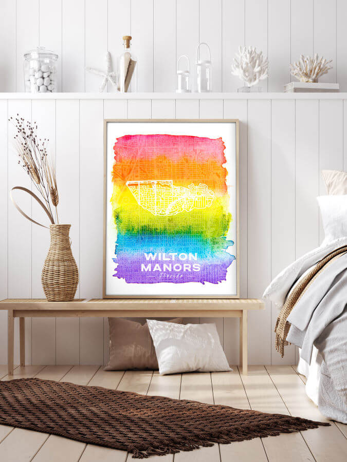 Wilton Manors Florida Map LGBTQ Poster