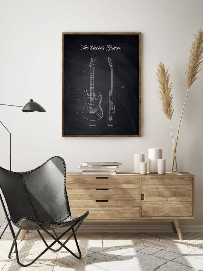 Electric Guitar Poster Chalk
