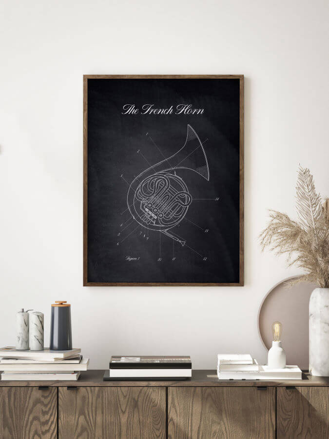 French Horn Poster Chalk
