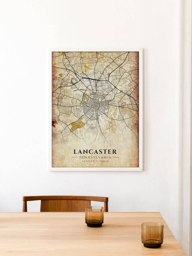 Lancaster Antique City Map Poster
