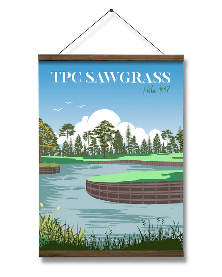 Magnetic Wooden Poster Hangers TPC Sawgrass 17th Hole