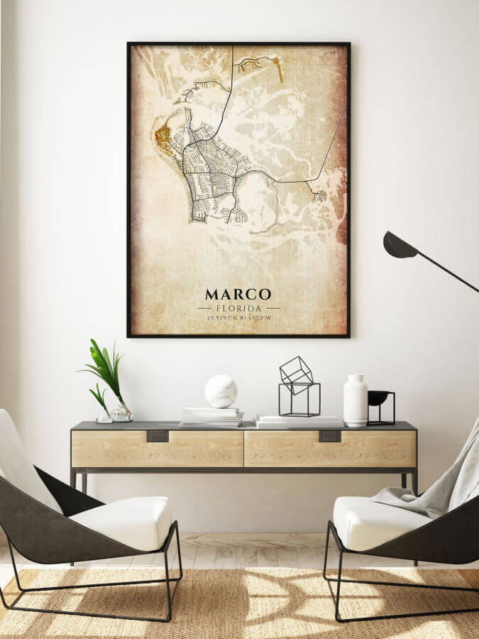 Marco Antique Map Framed