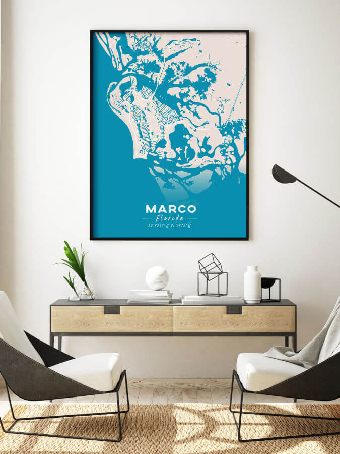 Marco Colored Map Framed