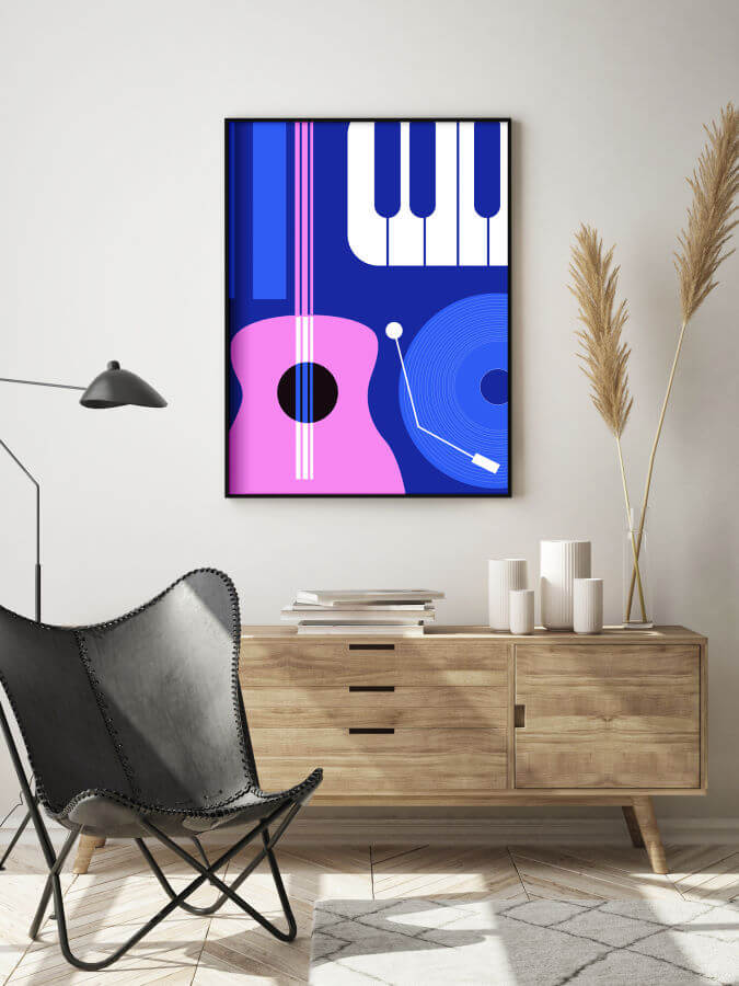 Music Abstract Poster Framed