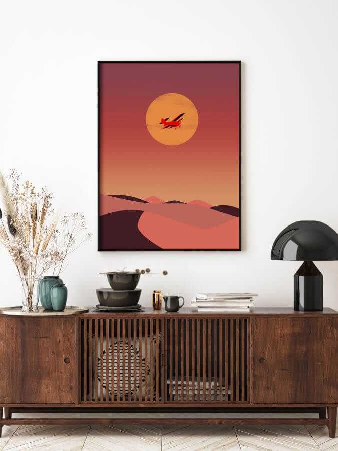 Plane Abstract Poster Framed