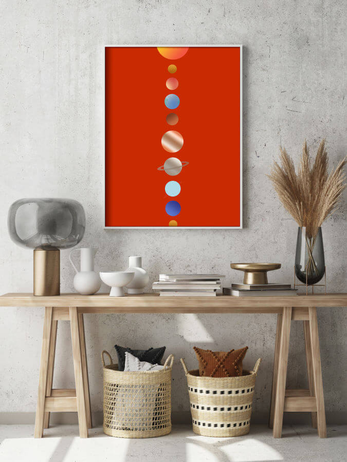 Solar System Abstract Poster Framed