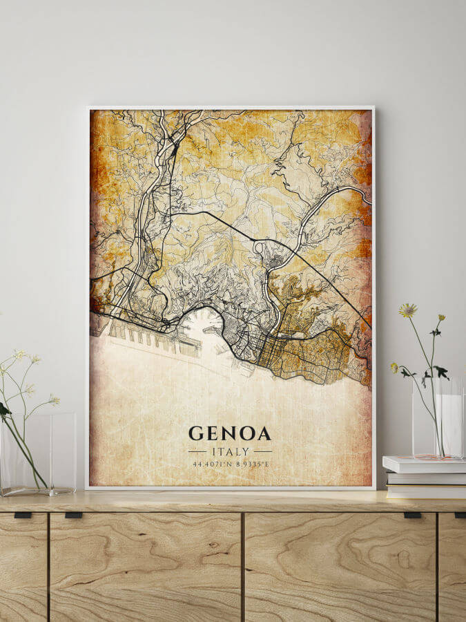 Genoa Antique Map Framed Poster
