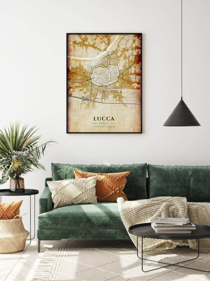 Lucca Antique Map Framed Poster