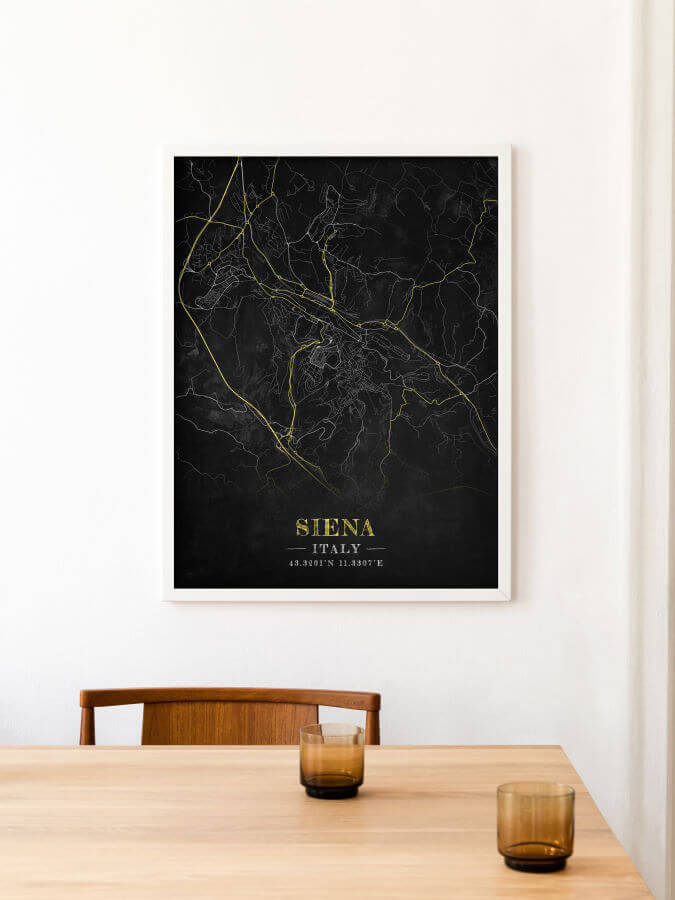 Siena Chalkboard Map Framed Poster