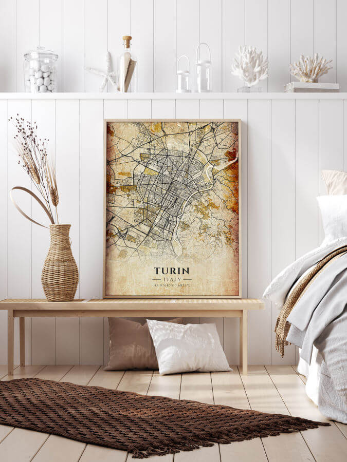 Turin Antique Map Framed Poster